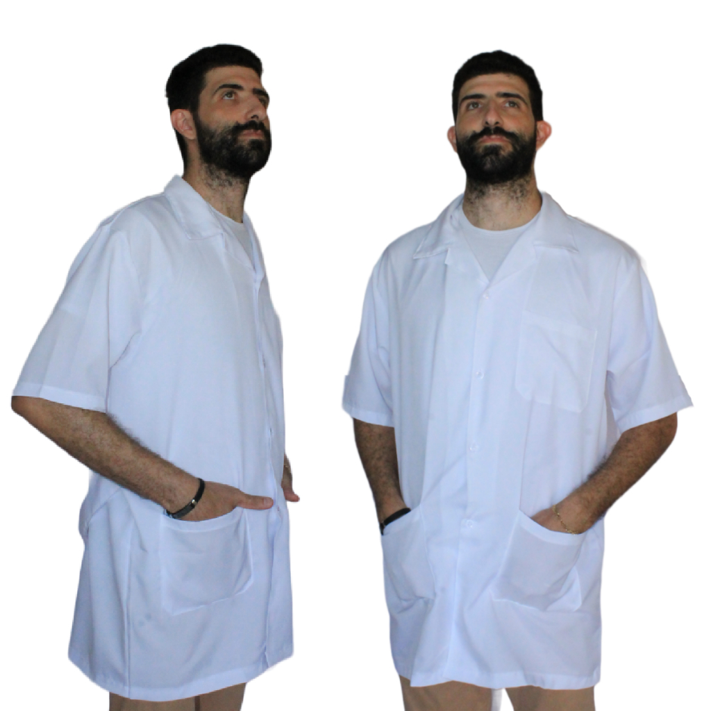 Jaleco Meia Manga Unissex tecido Micro fibra atendentes/auxiliares/farmácia/cuidadores em Oferta na Shopee