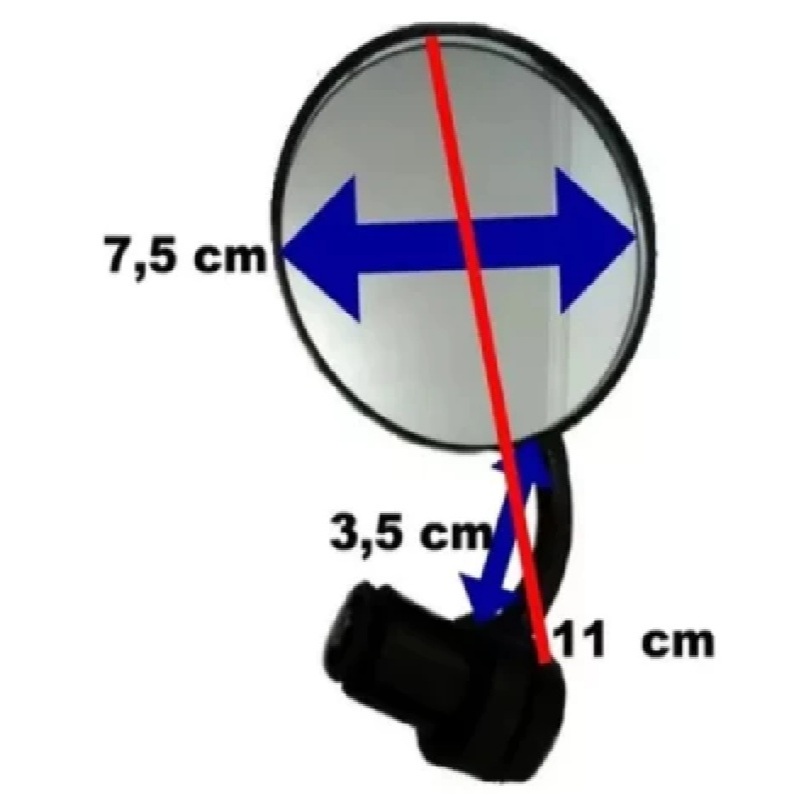 Retrovisor Para Bike Bar End 75mm Grande Espelho de Ponta de Guidão de Bicicleta