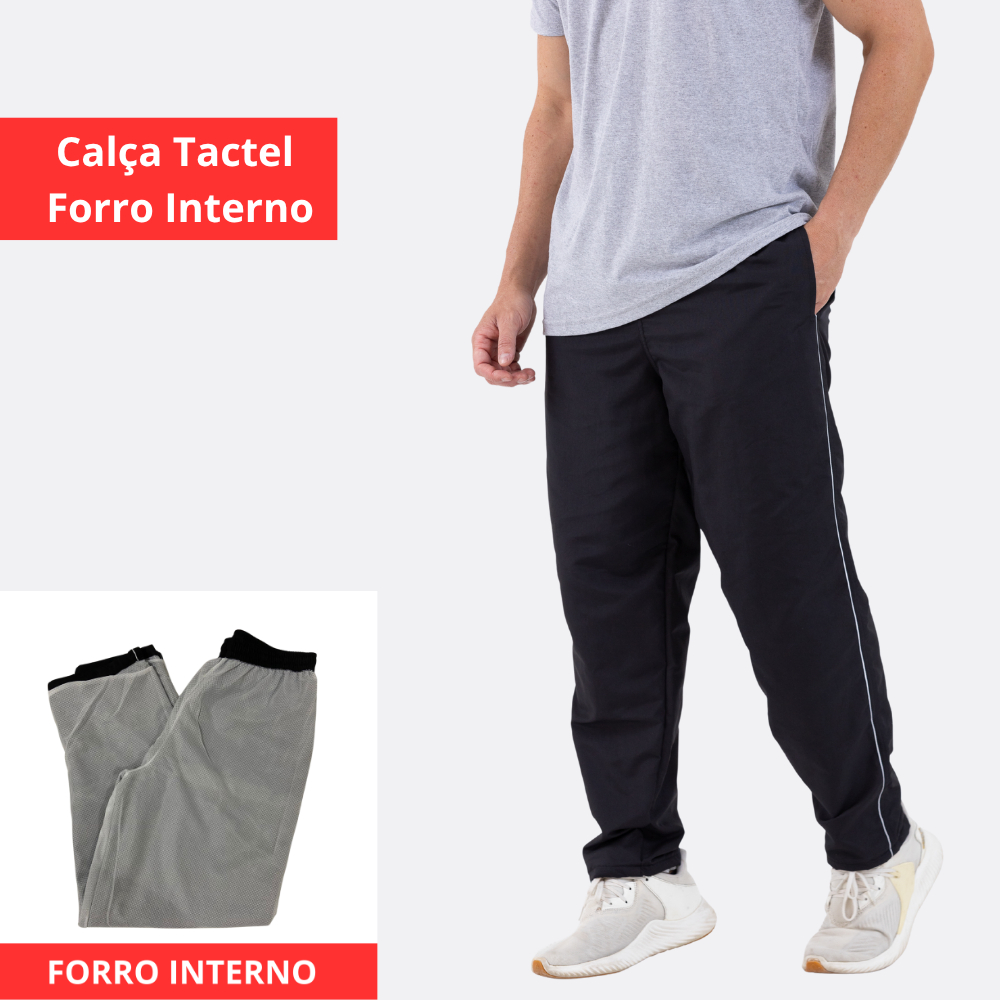 Calça Tactel Forrada Masculina Com forro Interno Uniforme Escolar Preta Azul Cinza