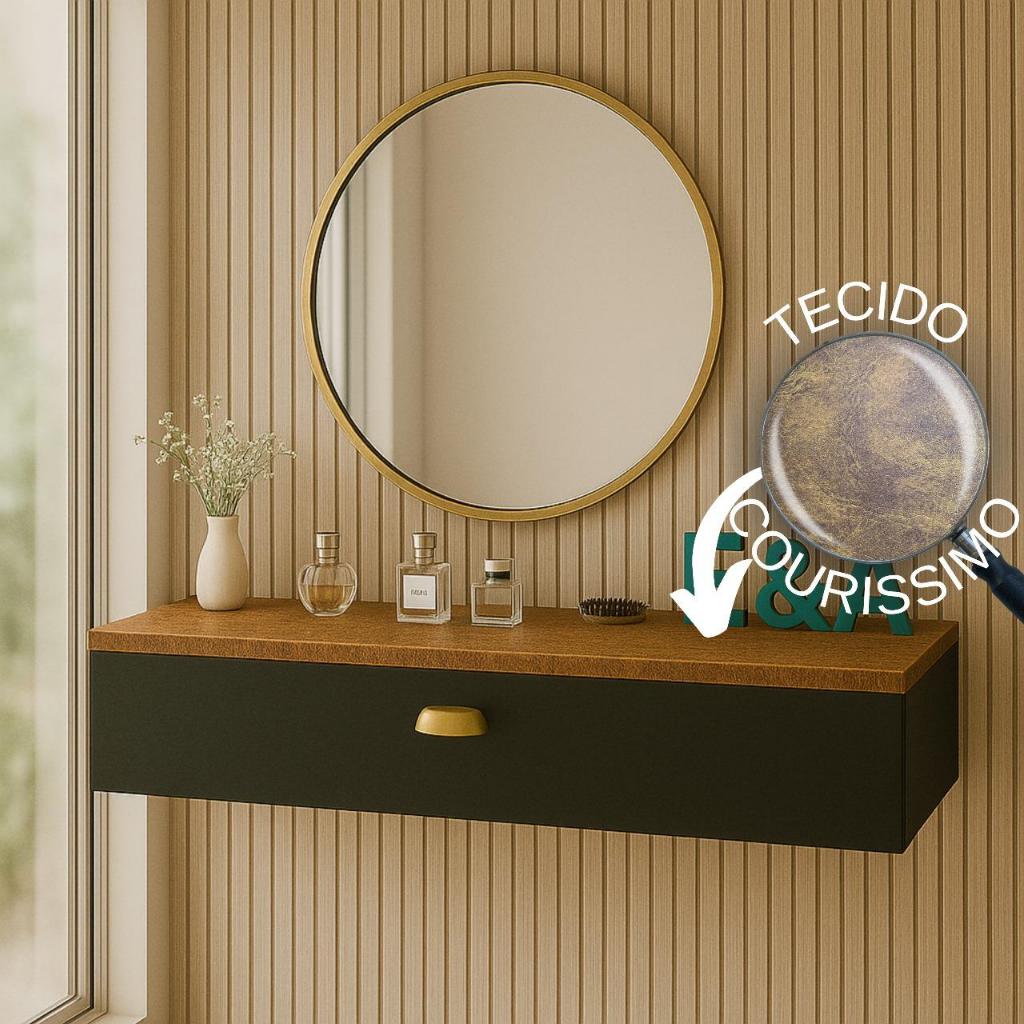 Penteadeira Com Gaveta 100CM Console Camarim Tampo Em Couro - Cores