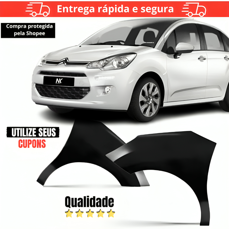 Paralama Dianteiro C3 2013 2014 2015 a 2020 Ds3 2012 a 2015  PARALAMA PARA-LAMA PARA LAMA CURVAO em Oferta na Shopee