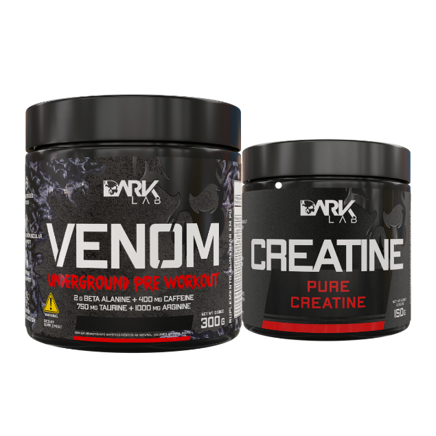 Kit Creatina Pura 100%  300g + Pré Treino Venom Underground  150g - Dark Lab - Health