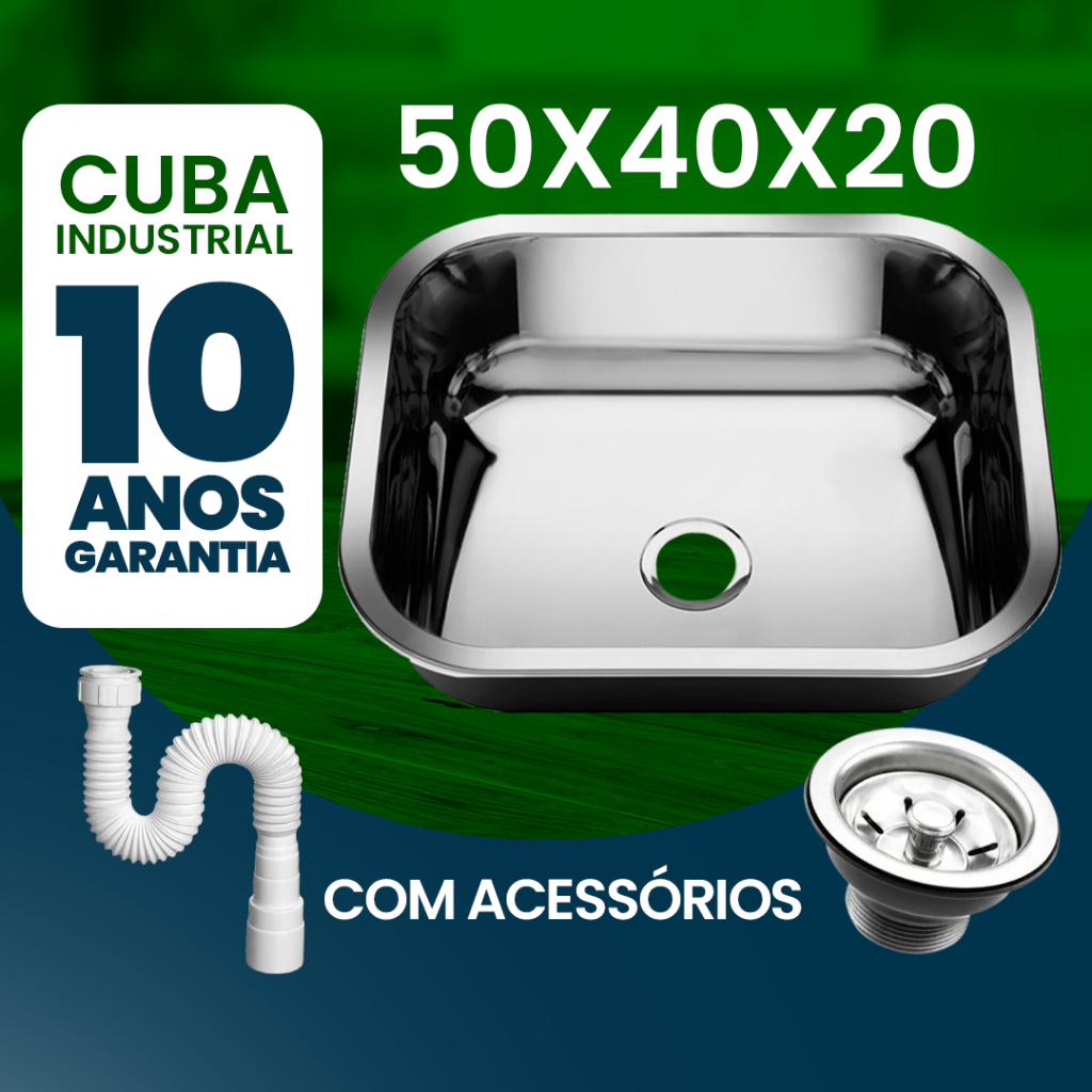 Cuba Pia Inox Industrial Lavanderia Aço 304 50x40x20 AS em Oferta na Shopee