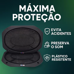 Tela Alto Falante 6x9 Polegadas Classica Par Grade Proteção Automotiva Hexagonal 69 Plastico Retro
