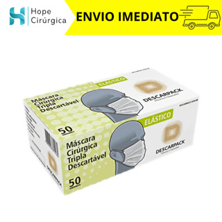 Máscara Descartável Tripla Camada Adulto Branca - Com Elastico em Oferta na Shopee