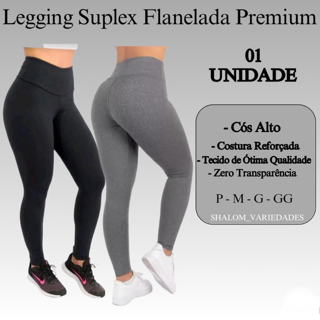 Legging Academia Flanelada Calça Legging Suplex Grossa Pelúcia Cintura Alta Zero Transparência Confortável