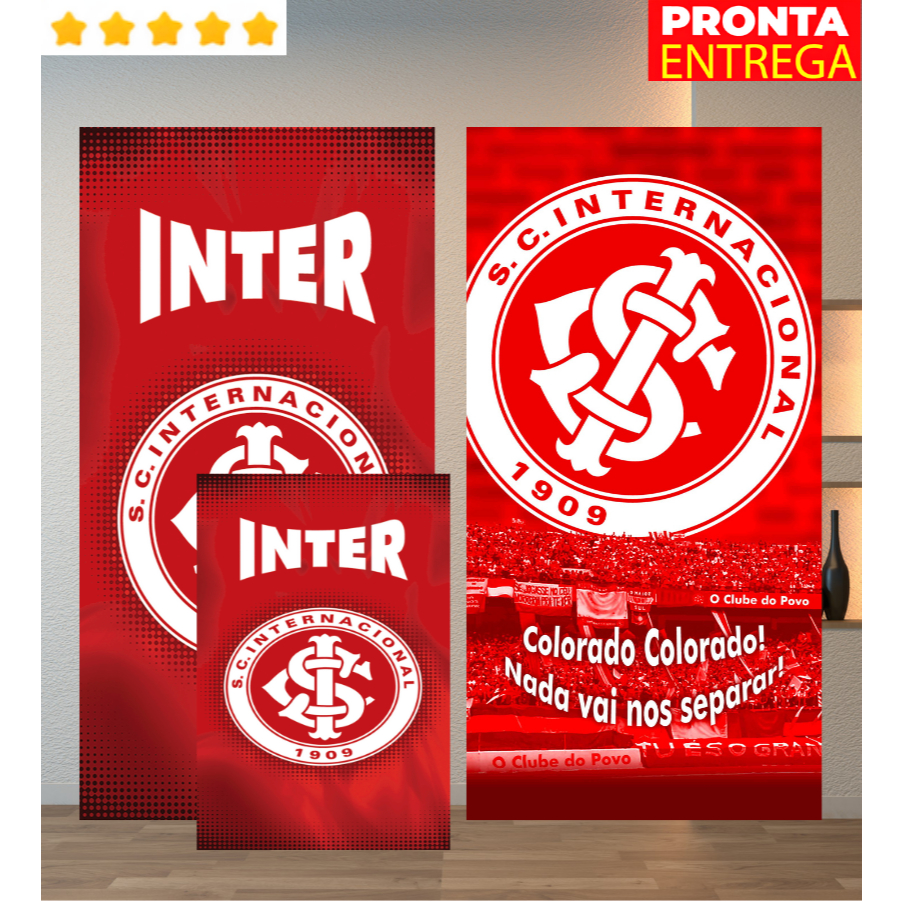 Toalha de Banho e Rosto/Mão Time Inter Colorado Praia Piscina Felpa Estampada em Oferta na Shopee