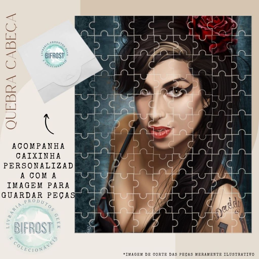 Quebra-cabeça Amy Winehouse Soul Jazz Music Divas Puzzle Presente Lembrançinhas Geek Otaku