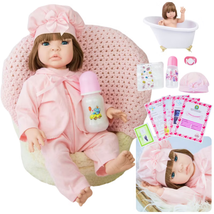 Boneca Bebê Reborn Silicone Bebê Barata Realista 100% Vinil Siliconado + Itens