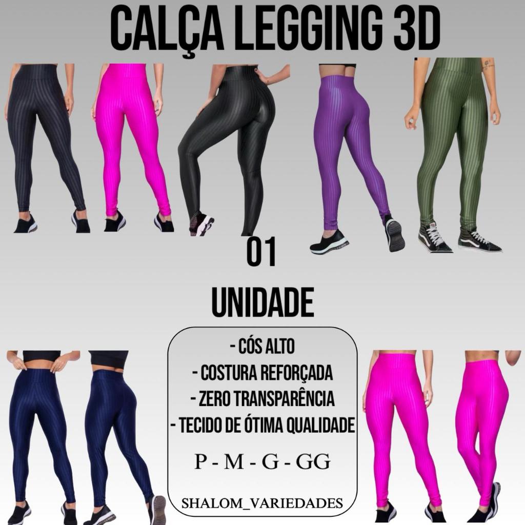 Legging 3D Academia Fitness Calça Leg Grossa Cintura Alta Zero Transparência Confortável