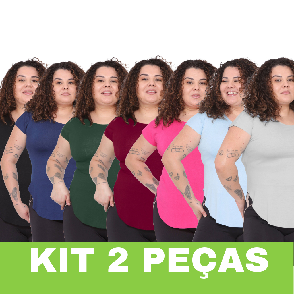 Kit 2 Blusa Feminina Plus Size Tapabumbum Feminina Sobre legging Academia