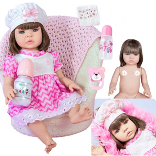 Bebê Reborn Luxo Realista De Silicone Pode Dar Banho Envio Imediato Vestido Rosa em Oferta na Shopee