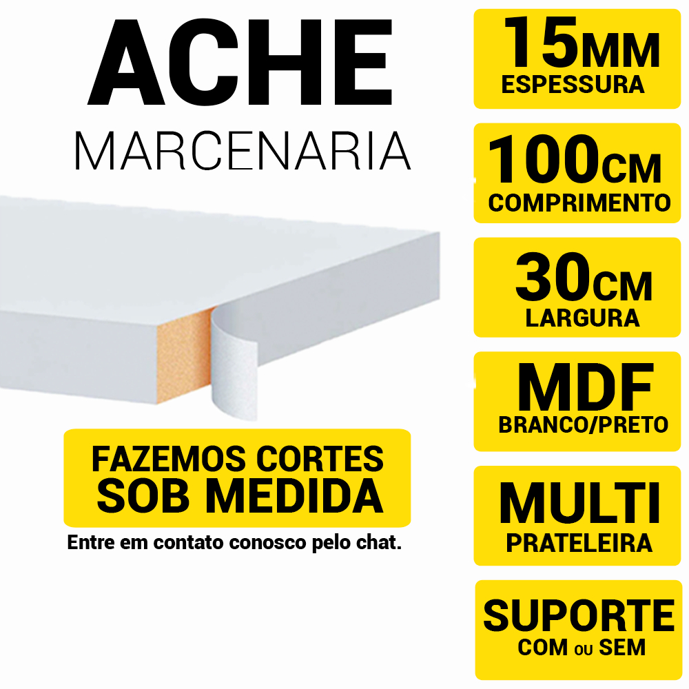 Prateleira Mdf 15mm Branco Tx 100x30cm C/Acabamento Fitado 3 Lados, Temos Suporte - em Oferta na Shopee