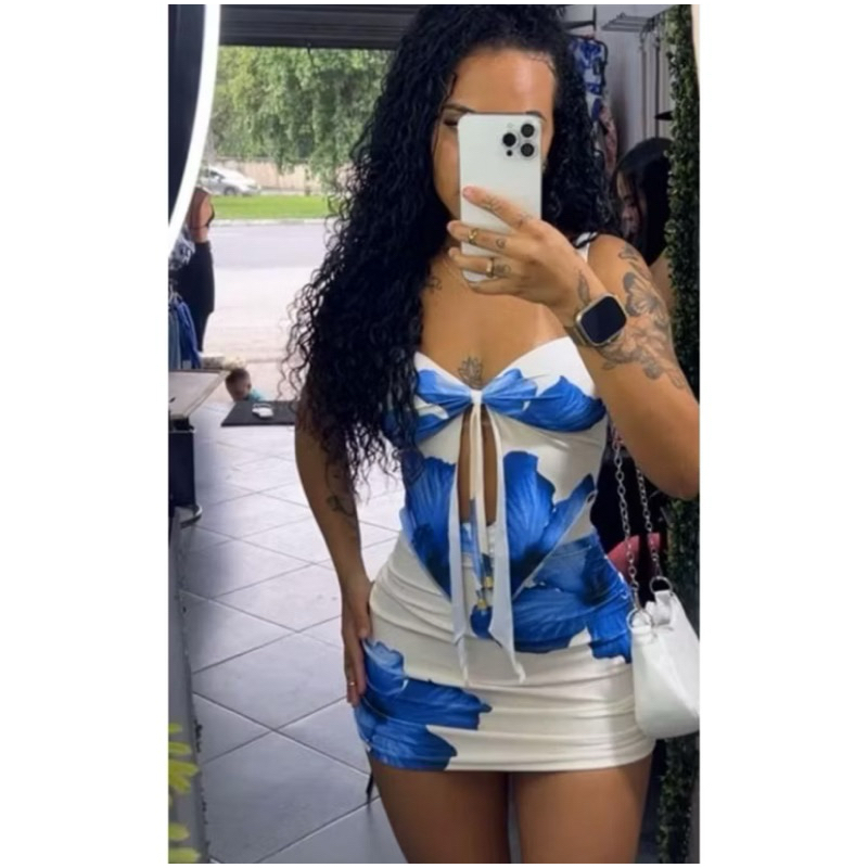 Conjunto Maya Cropped Saia Floral Feminino tendência verão em Oferta na Shopee