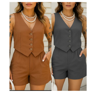 CONJUNTO FEMININO COLETE E SHORT DE ALFAIATARIA DE VERÃO 2026 em Oferta na Shopee