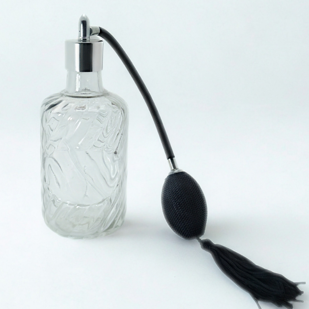 Frasco de Perfume Vintage Aspiral 250ML + Válvula Pulverizadora Com Franja Decorativa