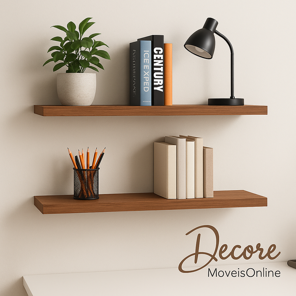 Kit 2 Prateleiras MDF Freijó 100x20cm — Suporte Invisível, Decoração Moderna em Oferta na Shopee