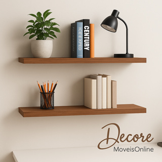 Kit 2 Prateleiras MDF Freijó 100x20cm — Suporte Invisível, Decoração Moderna em Oferta na Shopee