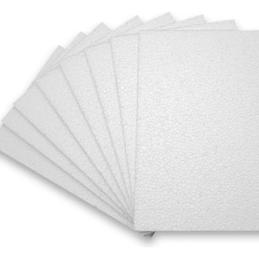 Placa Isopor 10mm  -  Kit C/ 5 Unidades  - 1,00m X 0,50 X 1cm