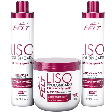 Kit cabelo Liso Prolongado Pós química Shampoo e Condicionador 500ml+máscara de hidratação...