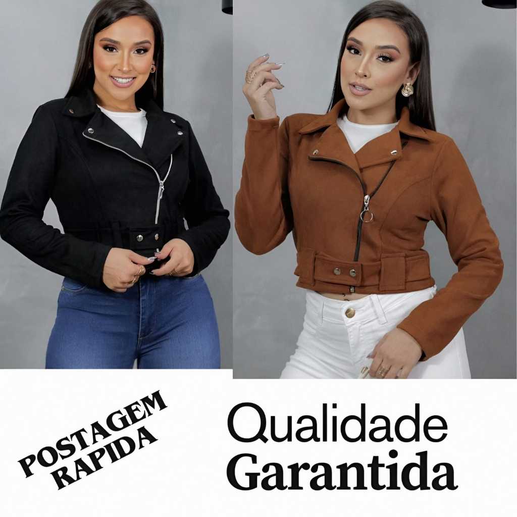 Casaco Feminina Suede Super Estilosa Jaquetinha Moda Inverno Com Fivela Premium em Oferta na Shopee