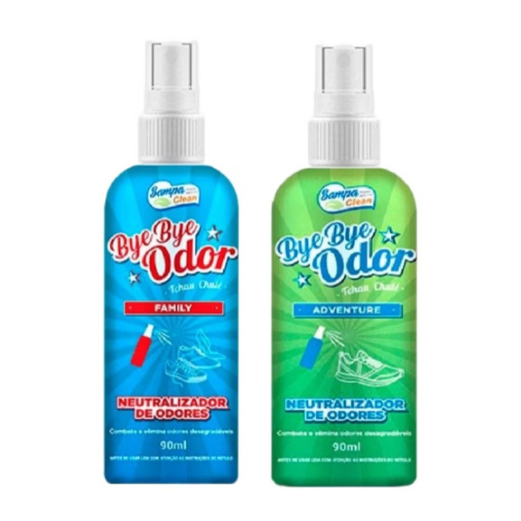 Kit 2 Bye Bye Odor - Neutralizador de Odor - Tchau Chulé. Sampa Clean