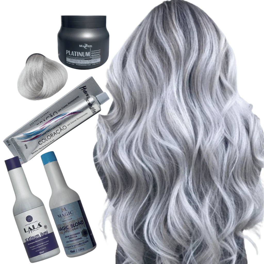 Kit Louro perfeito coloração 12.16, ox 30 volumes 90ml, mascara matizante 60g e Shampoo desamarelador 90ml