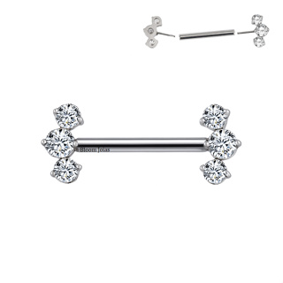 Piercing Barbell Mamilo Cluster Titânio G23 com 3 Zircônias Push Pin em Oferta na Shopee