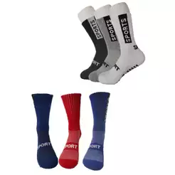 KIT COM 2 PARES OU 6 PARES DE MEIAS ESPORTIVAS ANTI DERRAPANTE CORES VARIADAS 40-46