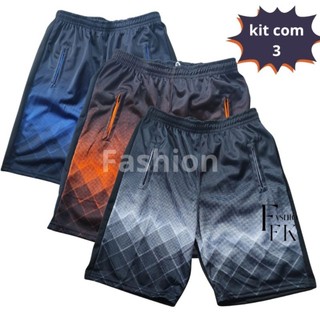 KIT 3  bermuda aleatório juvenil/infantil malha chimpa secagem rapida  para lazer short flanelado