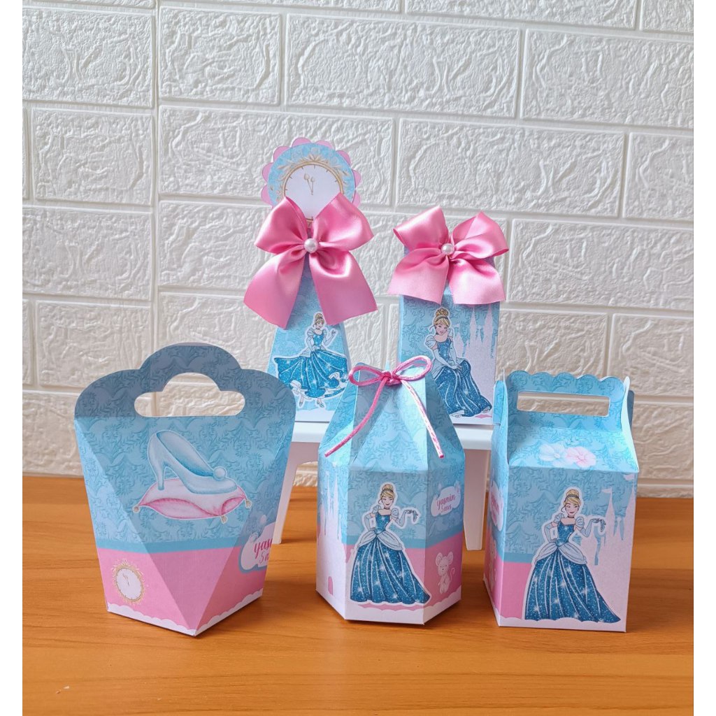Kit Personalizados Cinderela (Pegue e monte) Lembrancinhas Caixinhas  para Festa Aniversário
