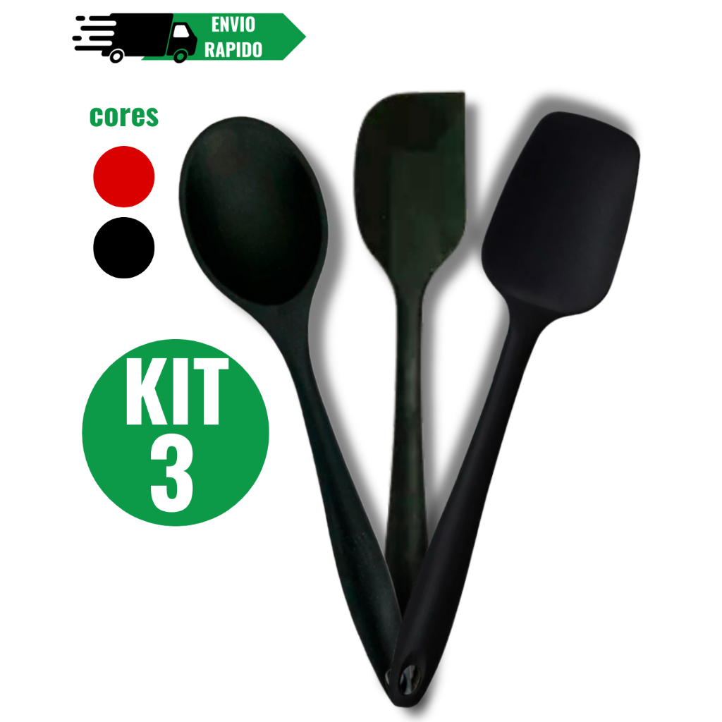 Conjunto De Espátulas mais Colher de Silicone Antiaderente Utilidade Domestica Multifuncional em Oferta na Shopee