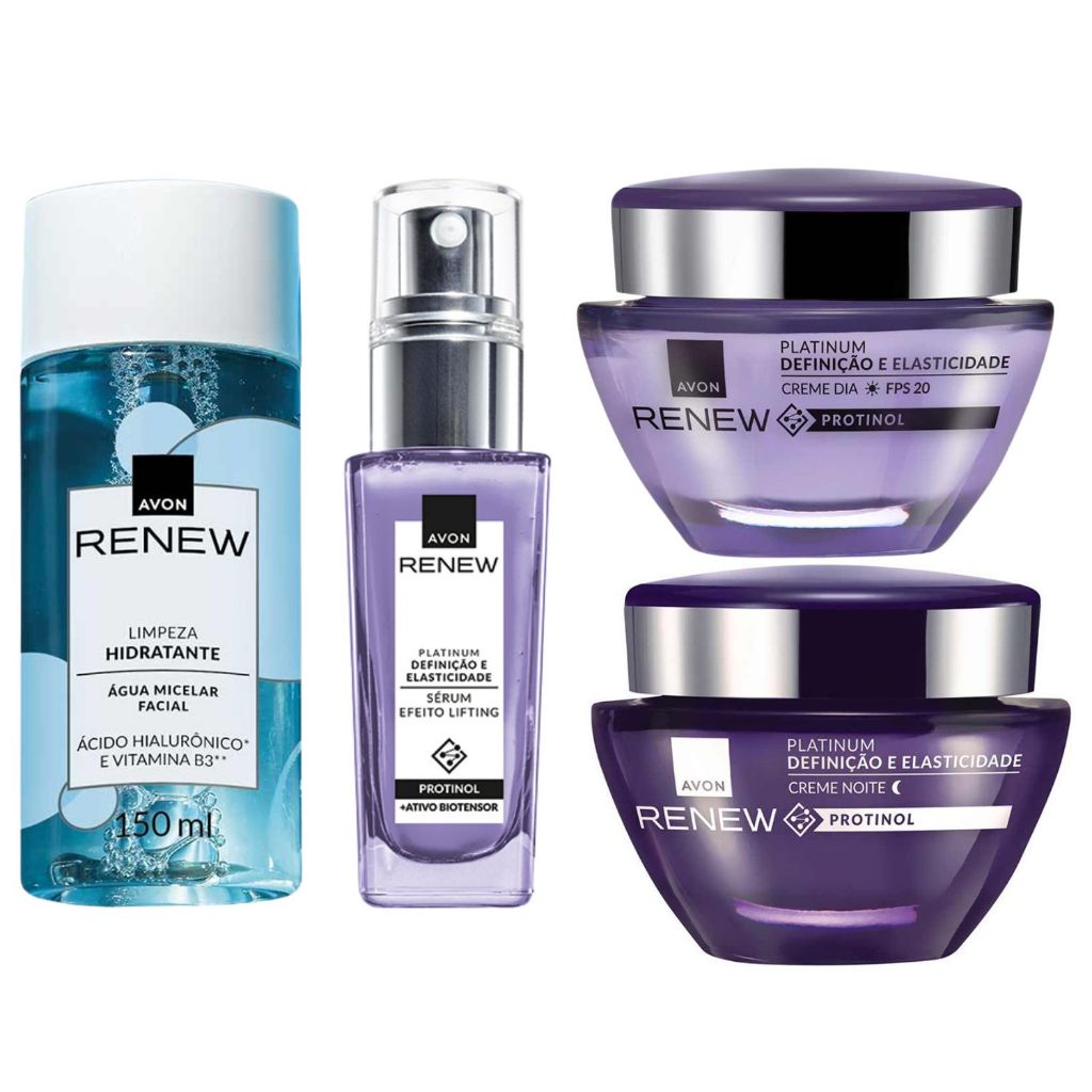 Kit Avon Renew Platinum Cremes Anti-idade Dia e Noite, Sérum, e Rotina Completa