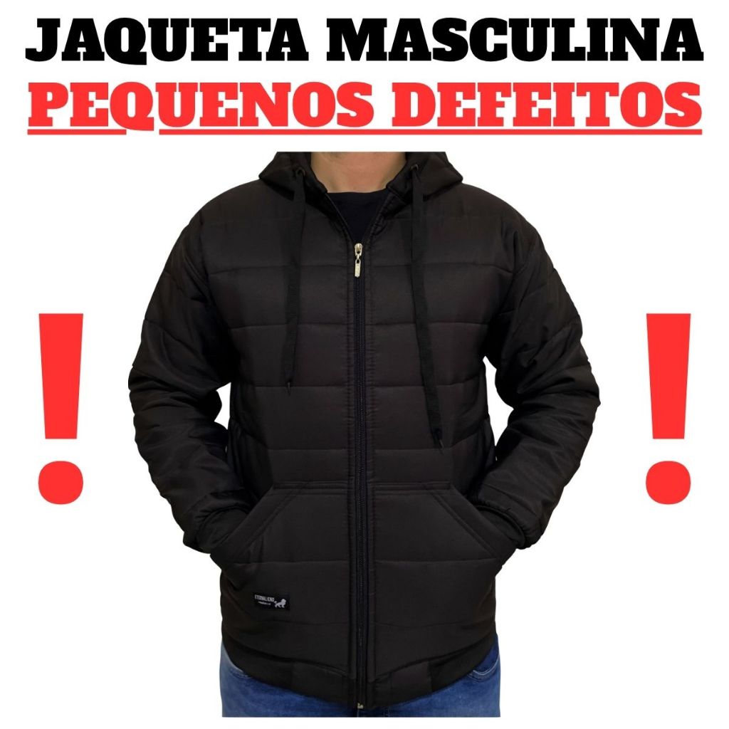Jaqueta Puffer Masculina PEQUENOS DEFEITOS Bobojaco Com Capuz Blusa de Frio Promoção