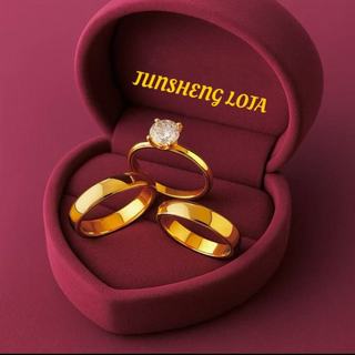 Aliança Lisa Feminino/Masculino Anel 100% em Moeda Antiga 4MM Casamento Noivado Cor de Ouro 18k