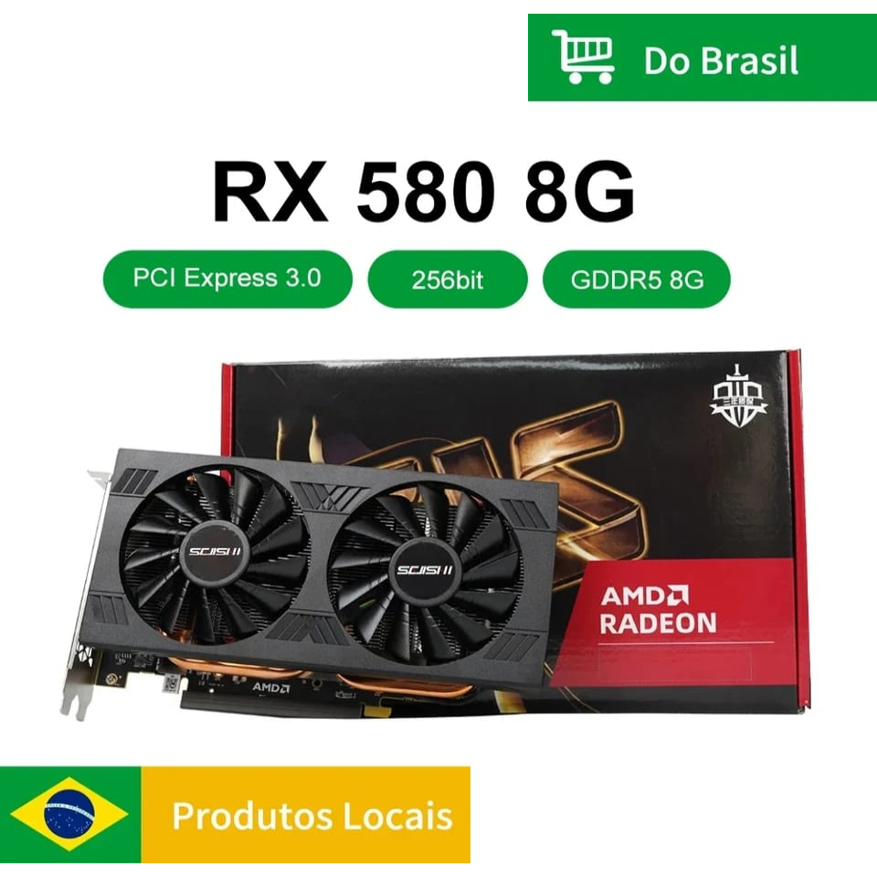 Placa De Vídeo Rx 580 8gb Original Com Nota Fiscal em Oferta na Shopee
