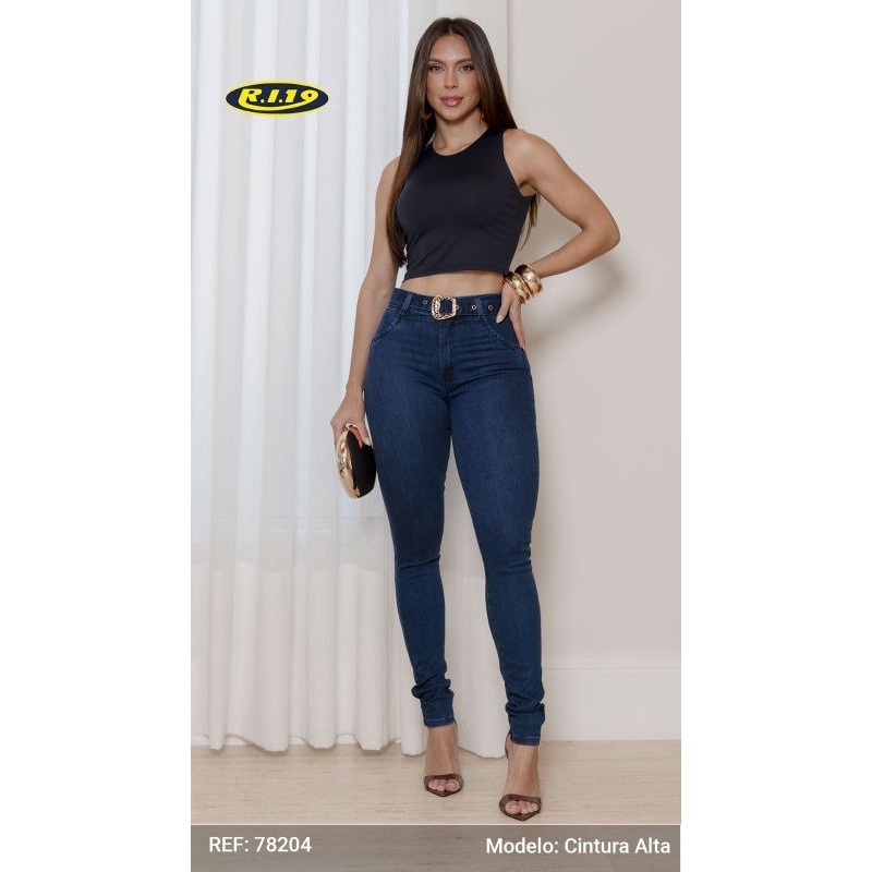Calça Skinny Cintura Alta Levantabumbum RI19 Vinho, Marrom , Branca, Verde,Azul 36, 38,40,42,44,46