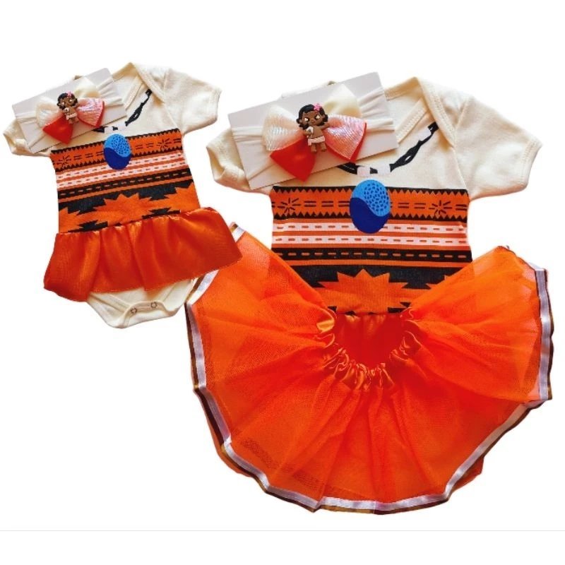 Kit Body Tematico de Bebe Mesversario Moana Laço e Tule Princessas Fantasia Completa em Oferta na Shopee