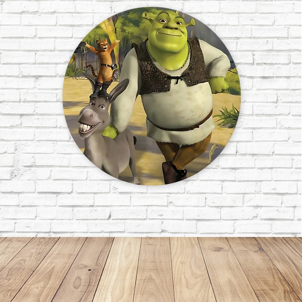 Capa Para Painel Redondo Tema Shrek Festa Decoração Tecido Sublimado em Oferta na Shopee