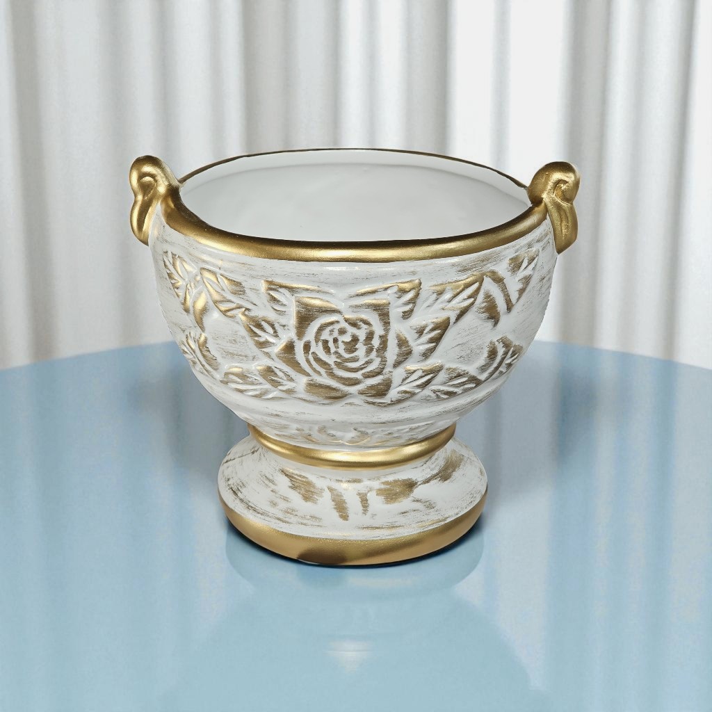 Taça Flor Unitária Cerâmica Decoração Casa Festa Aniversário Arranjos Artificiais 15x17