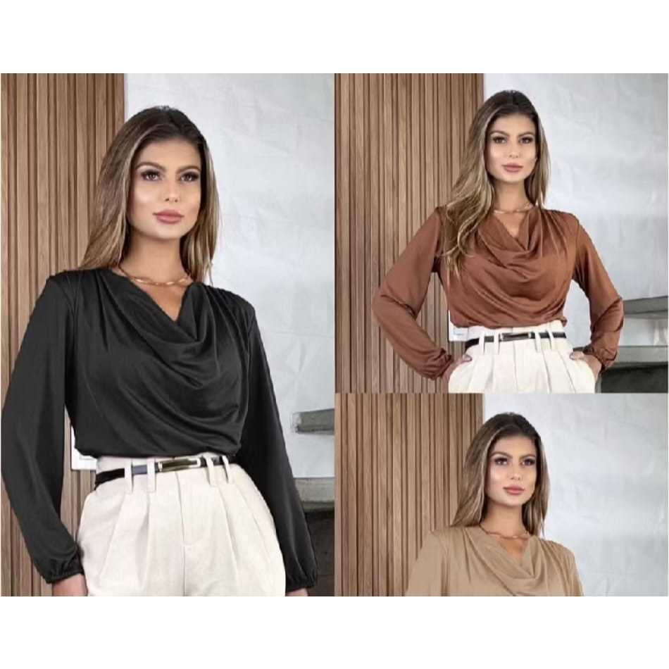 blusa gola boba manga longa elastico no punho e barra tamanho UNICO VESTE P a G em Oferta na Shopee