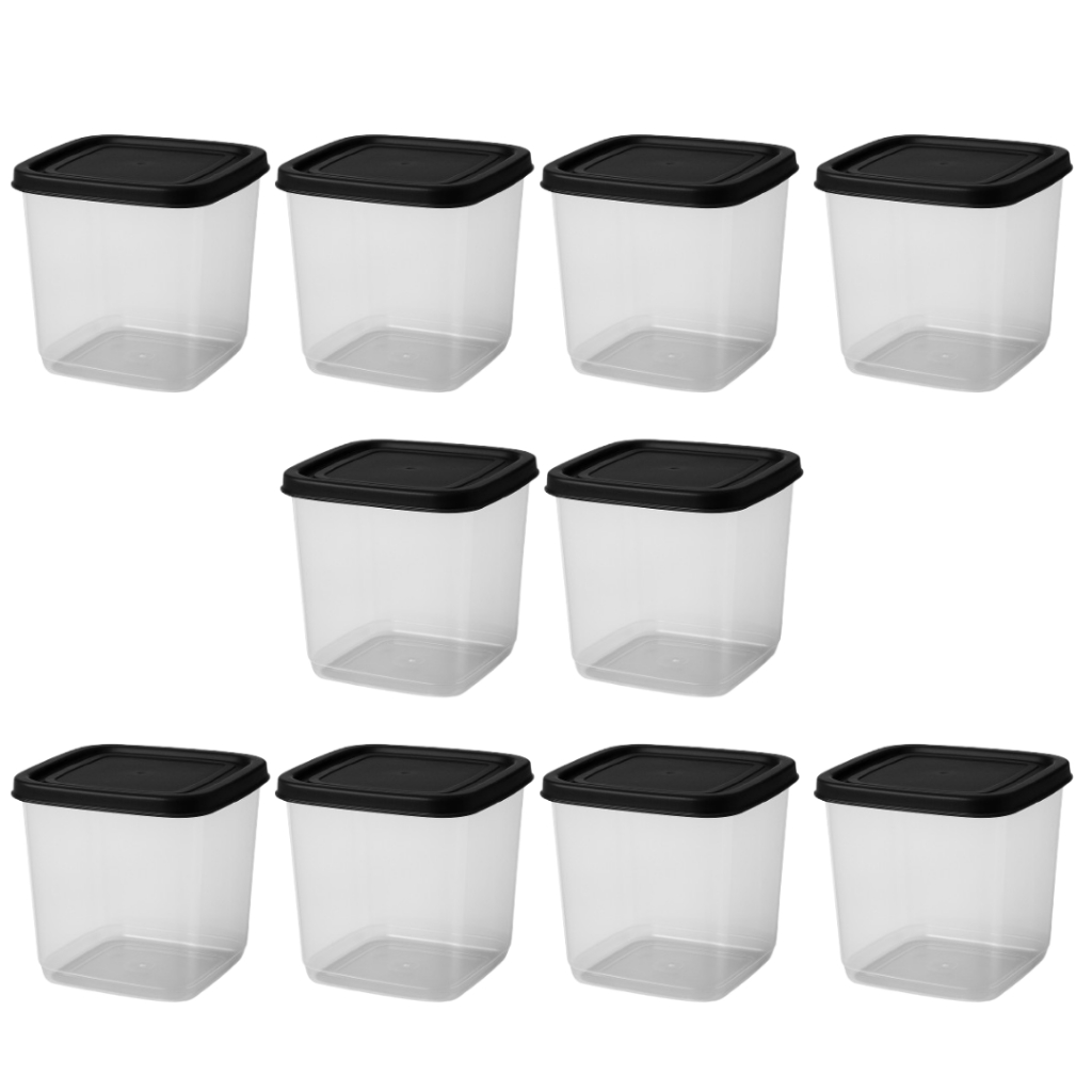 Jogo Potes Mantimento QUADRADO 2100ml Tampa Flexível Hermética Pote Transparente BPA FREE Cereais