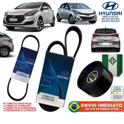 Kit Correia Alternador e Ar Completo com Tensor Hyundai Hb20 1.0 3cc 2012 a 2019 Novo c/NFe