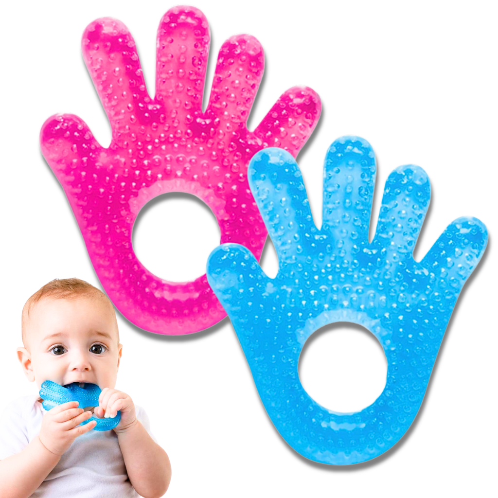 Mordedor de Bebê Mãozinha com Água Gel Massageador Gengivas Alivia Dor Macio Livre BPA em Oferta na Shopee