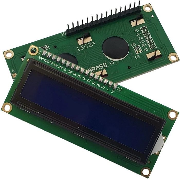 Display Lcd 16x2 1602 Fundo Azul  letras branca com barra de pino soldada uso geral