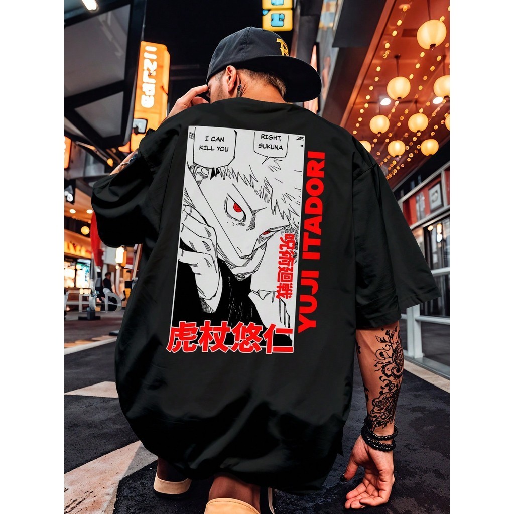 Camiseta Estampada Oversized Anime Treino Academia Itadori Jujutsu Camisa Algodão Feminino Masculino