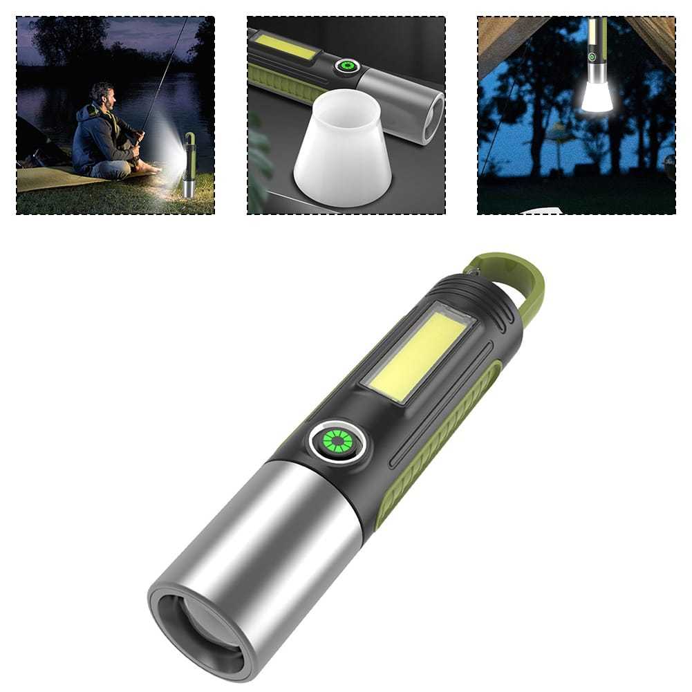 Lanterna LED Zoom de Alta Potencia Com Luz Lateral, Recarregavel, Portatil para Ar Livre, Camping 8167 em Oferta na Shopee