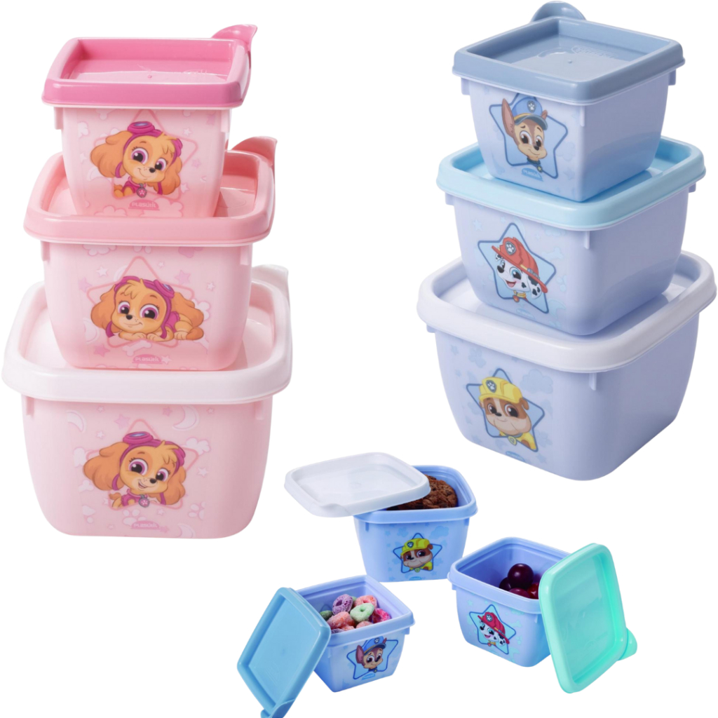Kit 3 Potes Lancheira Patrulha Canina Baby Passeio Infantil