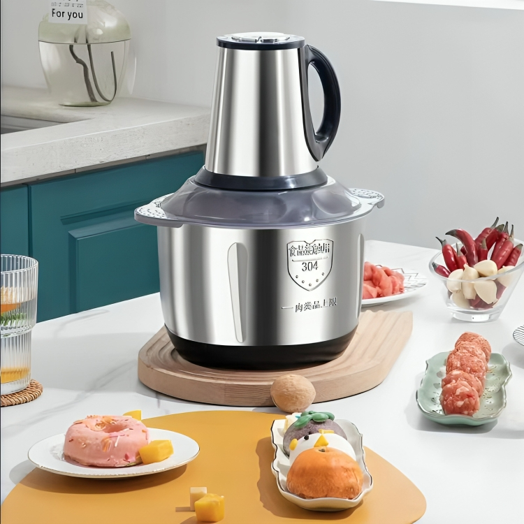 Processador Triturador Elétrico Alça Picador De Alimentos Carne Mixer Processador Cozinha 5 Litros Inox