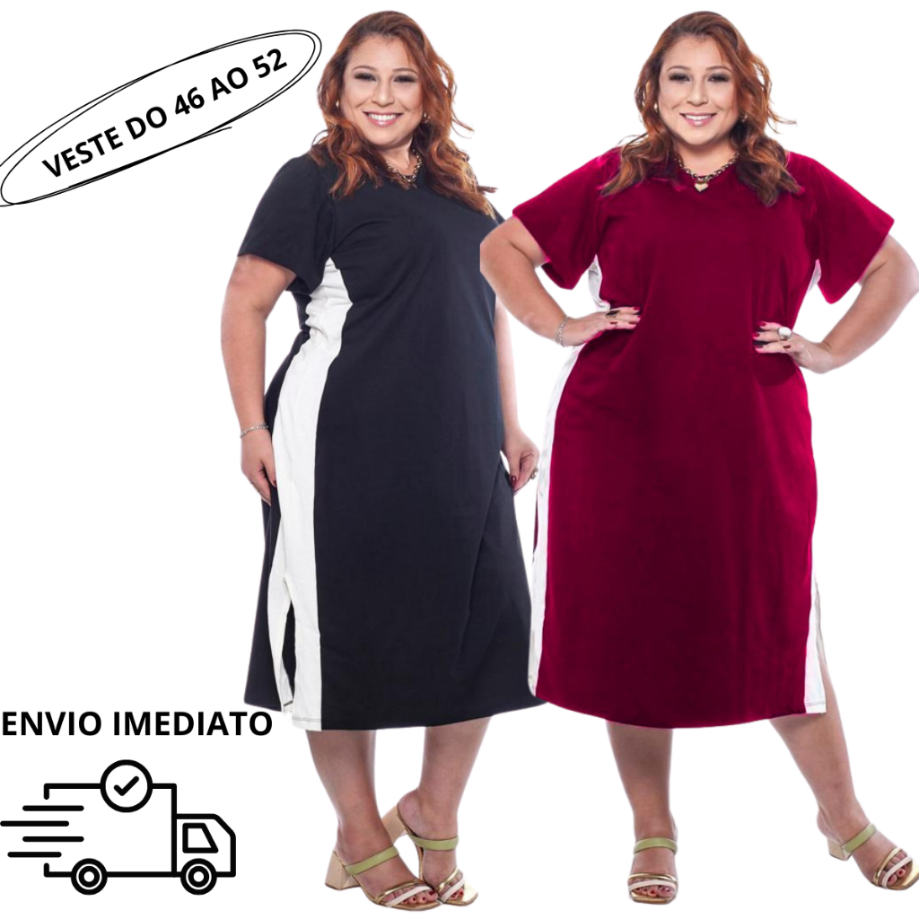 Vestido Midi Plus Size Feminino Algodão Evangélico Confortável Tamanhos 46 a 56 Mais Vendido em Oferta na Shopee